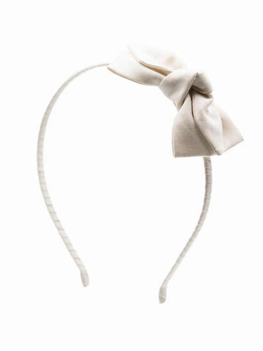 Organic Cotton Double Bow Headband - Ivory