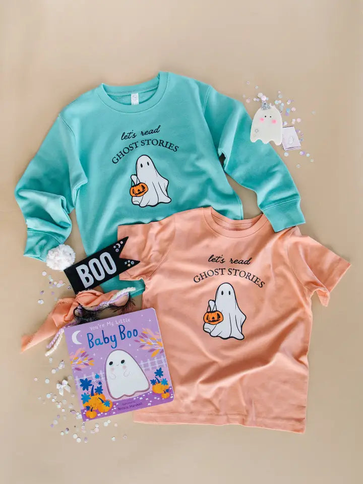 Let's Read Ghost Stories Tee - Peach