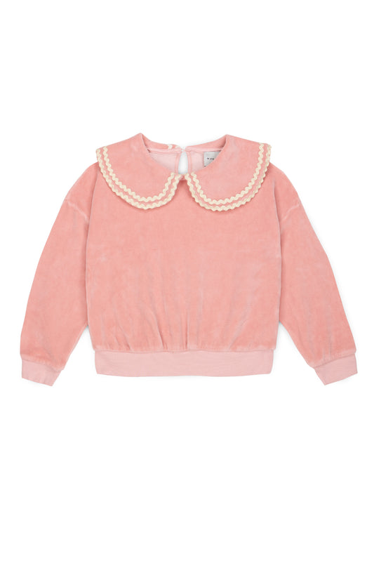 Lola Velvet Sweatshirt - Coral