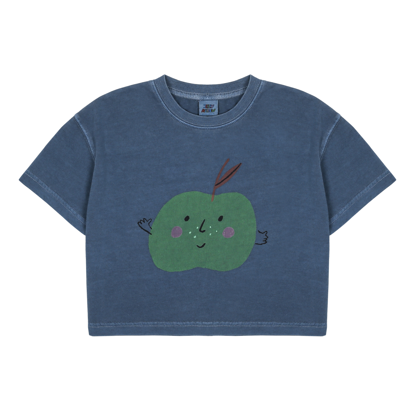 Apple Pigment Cropped T-Shirt - Navy