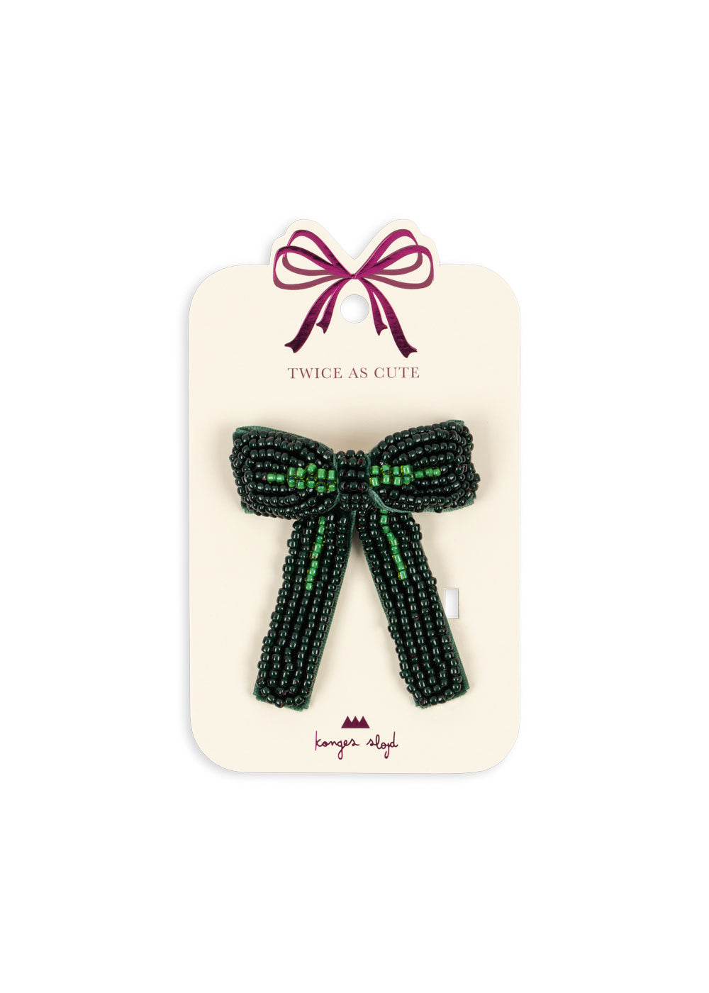 Pearl Bow Hair Clip - Green