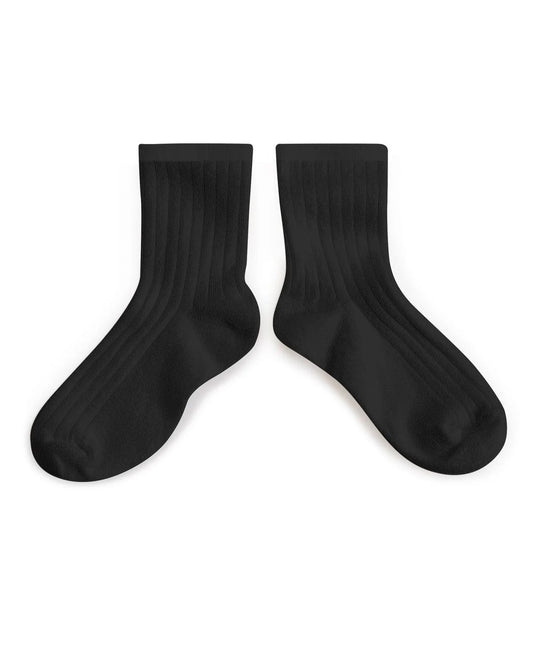 La Mini Ribbed Ankle Socks - Noir de Charbon