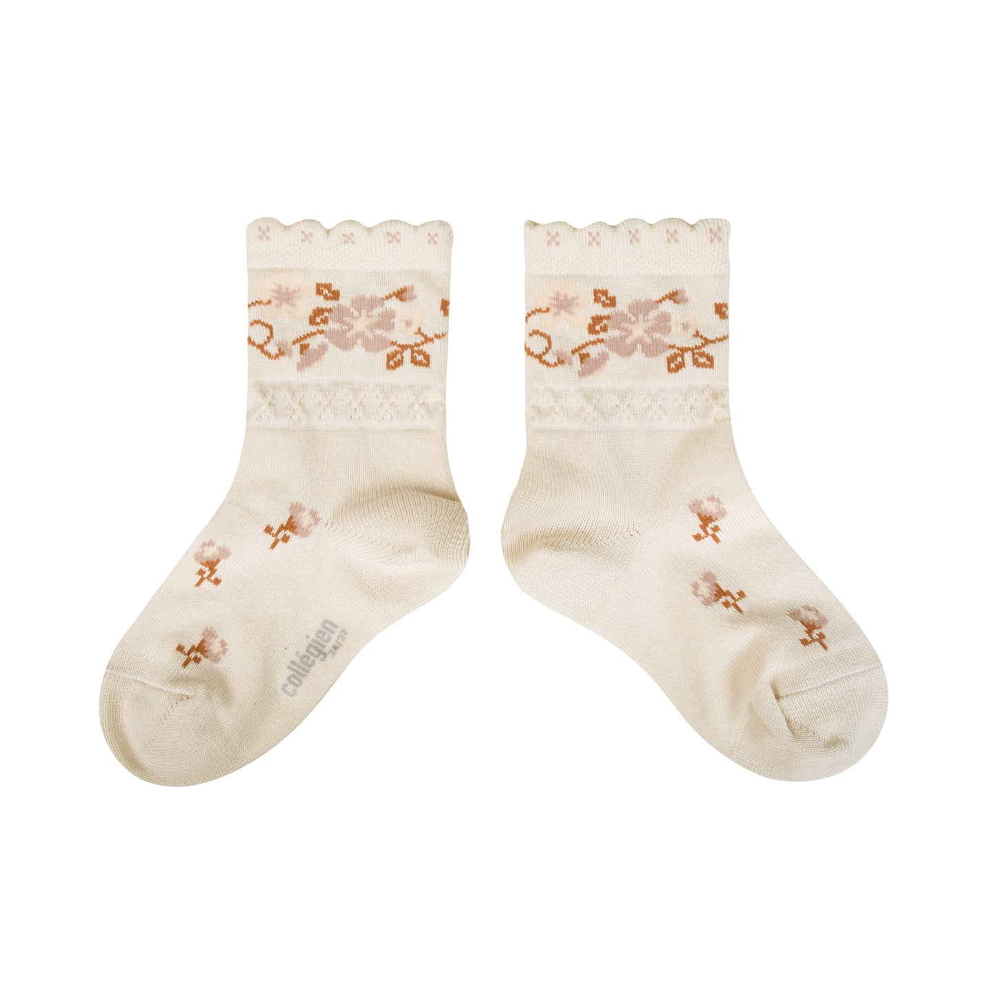 Camélia Jacquard Flower Ankle Socks - Doux Agneaux
