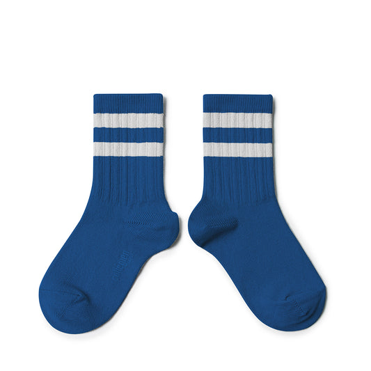 Nico Ribbed Varsity Crew Socks - Blue Saphir